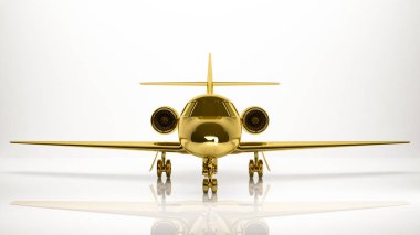 bir uçak bir studio içindeki altın 3d render