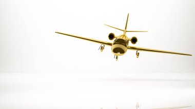 bir uçak bir studio içindeki altın 3d render