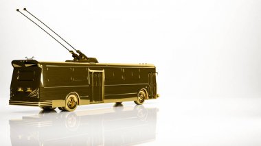 bir araba trolebus bir stüdyoda altın 3d render