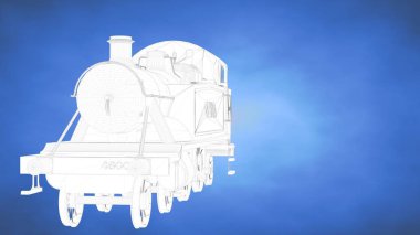 bir trenin bir mavi studio içinde 3D render özetlenen