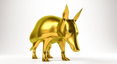 bir hayvan üzerinde beyaz izole altın 3d render