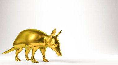 bir hayvan üzerinde beyaz izole altın 3d render