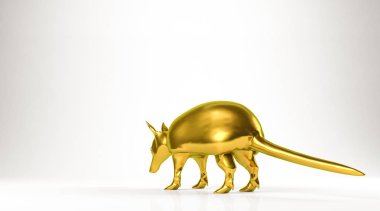 bir hayvan üzerinde beyaz izole altın 3d render