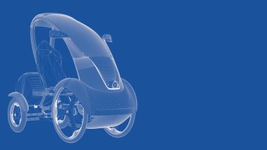 Anahattı hazırlanmış bir araba 3D render