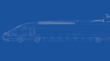 Anahattı hazırlanmış bir tren 3D render