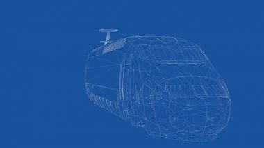 Anahattı hazırlanmış bir tren 3D render