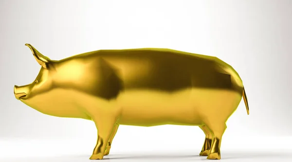 Renderização 3d dourada de um animal isolado em branco — Fotografia de Stock