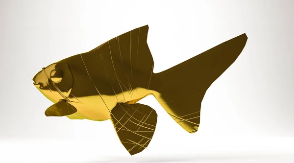 Beyaz izole bir balık altın 3d render — Stok fotoğraf