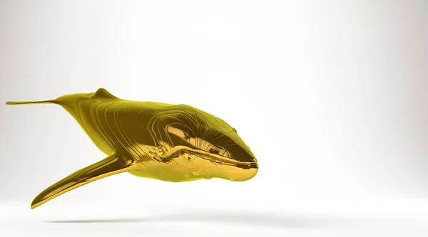 Rendu 3D doré d'un épaulard isolé sur blanc — Photo