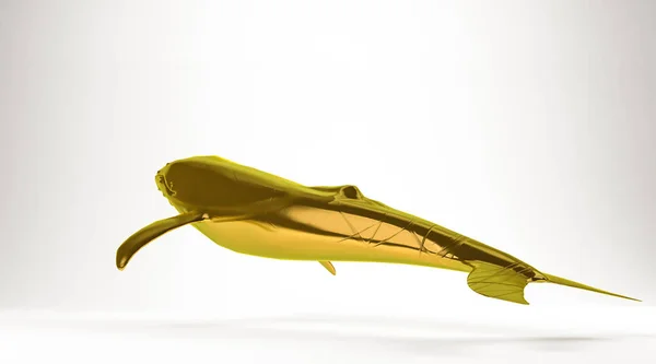 Renderização 3d dourada de uma baleia assassina isolada em branco — Fotografia de Stock