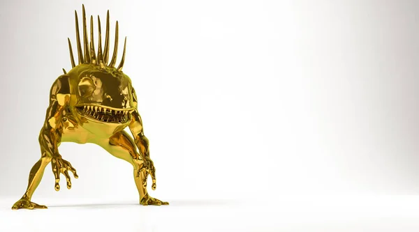Zlatá 3d vykreslování monsterisolated na bílém — Stock fotografie