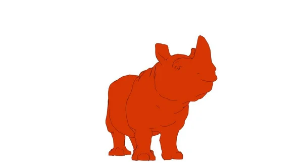 Rhino kontur na białym tle na białym renderowania 3d — Zdjęcie stockowe