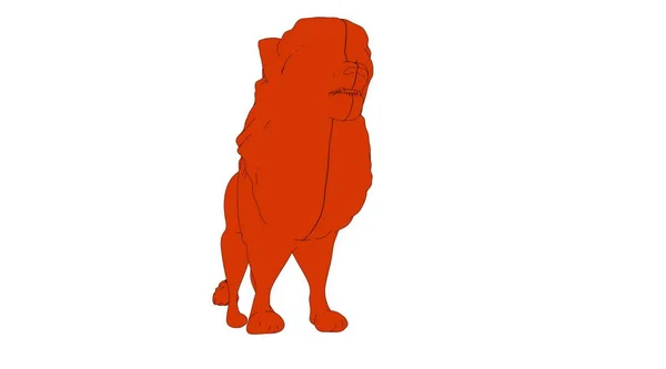 Leão delineado isolado na renderização 3d branco — Fotografia de Stock