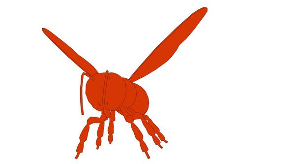 пчела, изолированная на белом трехмерном изображении
