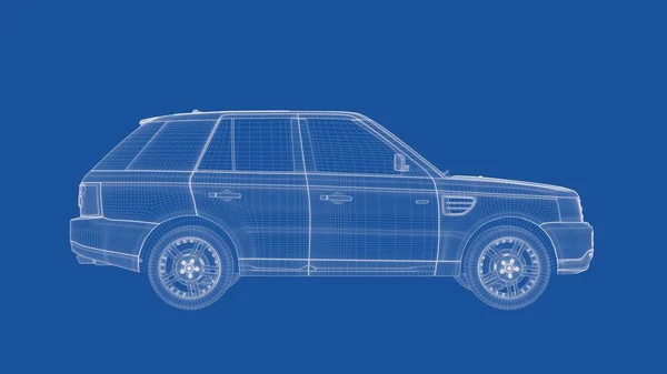 3d representación de un coche esbozado —  Fotos de Stock