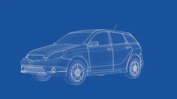Anahattı hazırlanmış bir araba 3D render