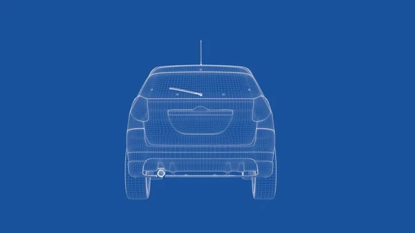 3d renderização de um carro delineado — Fotografia de Stock