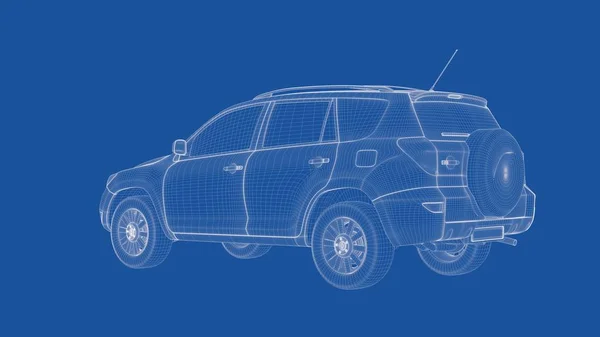 3D-rendering av en disponerad bil — Stockfoto