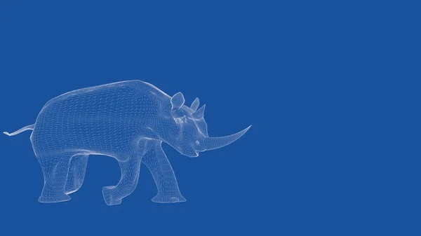 Renderização 3d de um rinoceronte delineado — Fotografia de Stock