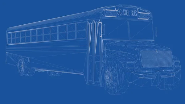 Representación 3d de un bus delineado — Foto de Stock