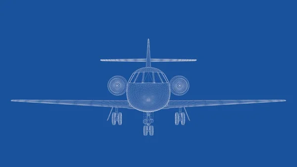 3D-Darstellung eines umrissenen Flugzeugs — Stockfoto