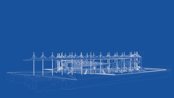 Anahattı hazırlanmış bir stadyum 3D render — Stok fotoğraf