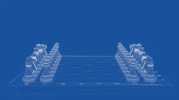 Representación 3d de un ajedrez esbozado —  Fotos de Stock