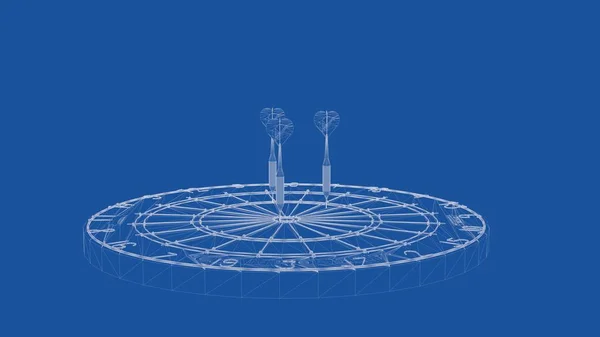 輪郭を描かれたダーツ ゲームの 3 d レンダリング — ストック写真