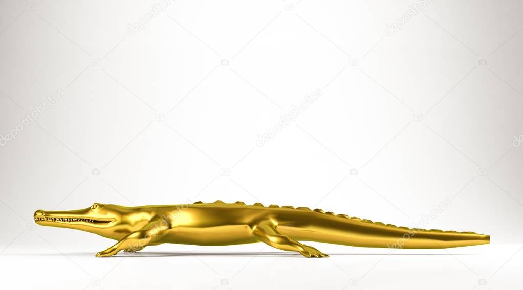 golden 3d rendering of an animal isolated on white
