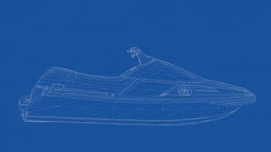 Anahattı hazırlanmış bir jetski 3D render