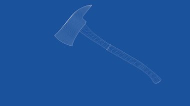 Anahattı hazırlanmış bir balta 3D render