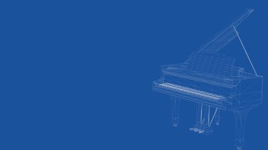 Anahattı hazırlanmış bir piyano 3D render
