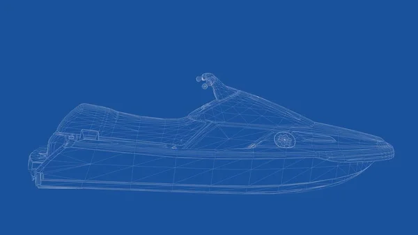 3d rendering of an outlined jetski — Stock Photo, Image