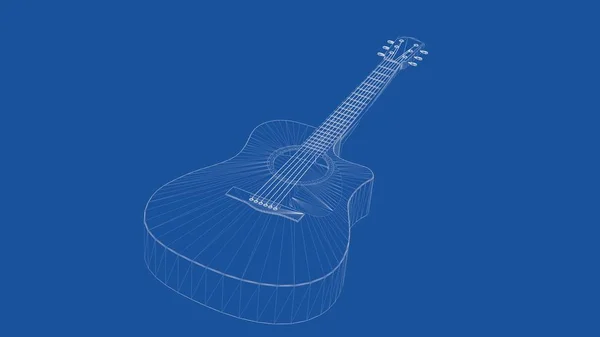 3D-weergave van een overzicht, gitaar — Stockfoto