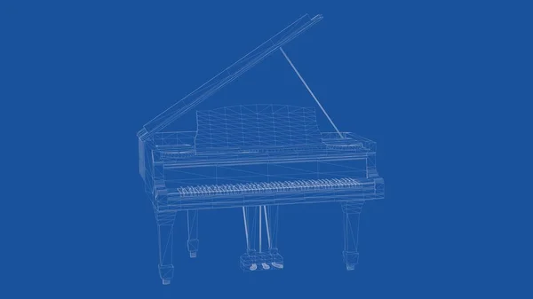 Rendering 3d di un pianoforte delineato — Foto Stock