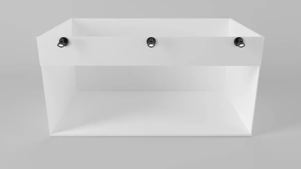 Design stand espositivo creativo bianco. Modello di cabina. Caprino — Foto Stock