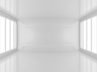 fütüristik beyaz oda alan ışık 3d render ile