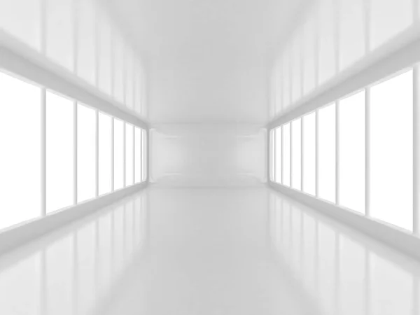 Futurista sala branca com área de luz 3d renderização — Fotografia de Stock