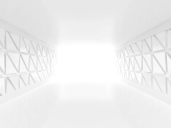 Fütüristik beyaz oda alan ışık 3d render ile — Stok fotoğraf