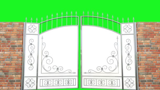 Tela verde, portão — Vídeo de Stock