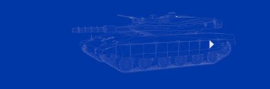 bir mavi arka plan bir tank 3D render