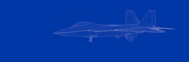 bir mavi arka plan üzerinde mücadele Jet 3D render