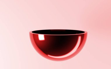 Beyaz bir stüdyonun içinde kesilen bir yarımkürenin 3D görüntüsü
