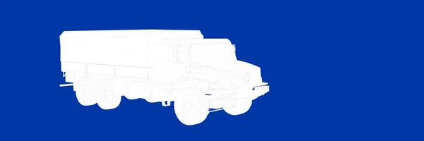 Representación 3d de un camión sobre un plano de fondo azul —  Fotos de Stock