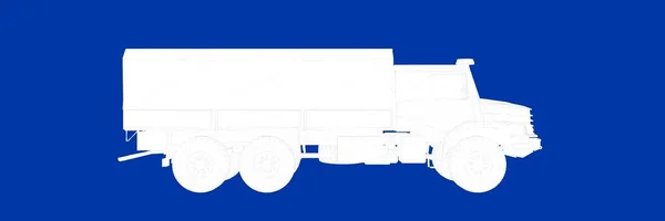 Renderowania 3D ciężarówki na niebieskim tle plan — Zdjęcie stockowe