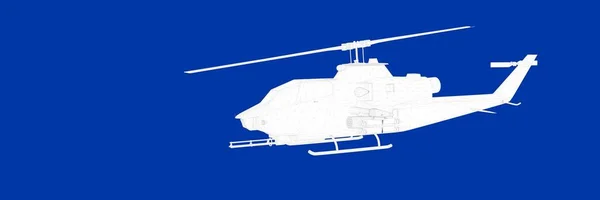 青色の背景の青写真にヘリコプターの 3 d レンダリング — ストック写真