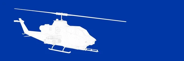 Representación 3d de un helicóptero sobre un plano de fondo azul — Foto de Stock