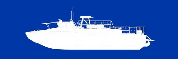 3d rendering of a ship on a blue background blueprint — Stock Photo, Image