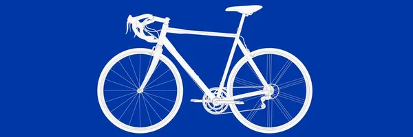 파란색 배경 청사진에 자전거의 3d 렌더링 — 스톡 사진