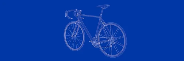 3D-rendering av en cykel på en blå bakgrund blueprint — Stockfoto